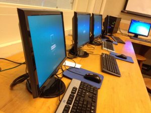 The library currently uses servers that hook up to six monitors. After the new iMacs are installed, the old servers will be distributed to the science department. 