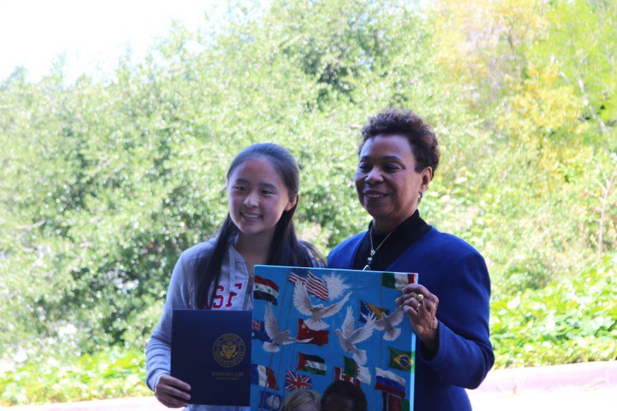 Congresswoman Barbara Lee visits PHS to surprise the winner of California District 13 Congressional Art Competition