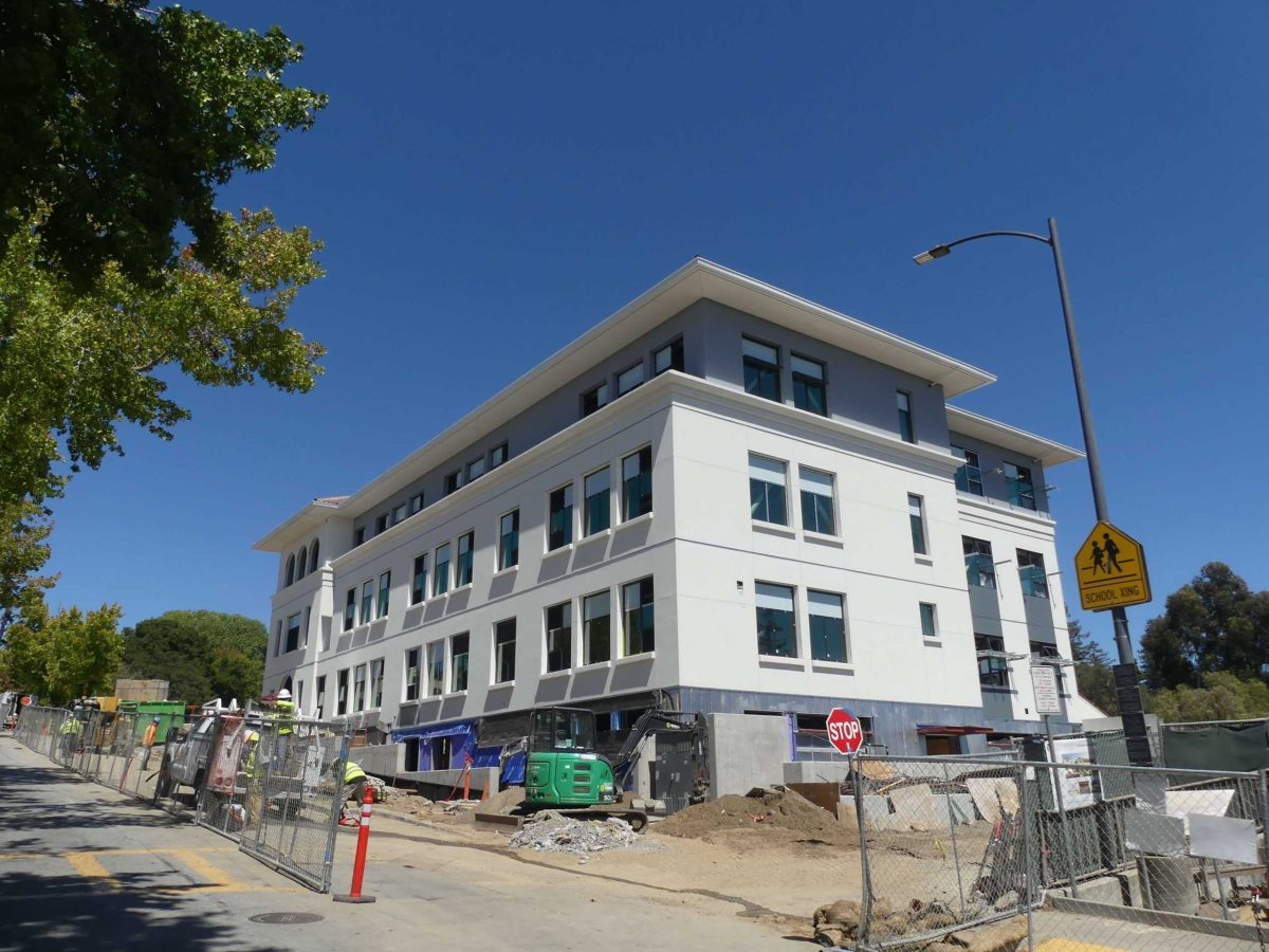 The unwrapped building from Magnolia Avenue (Recreation Center side).