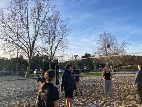 Beach volleyball players with Coach Smet