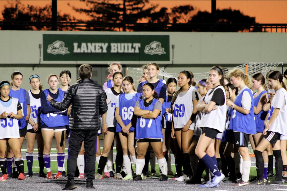 Girls soccer team during tryouts at Laney College