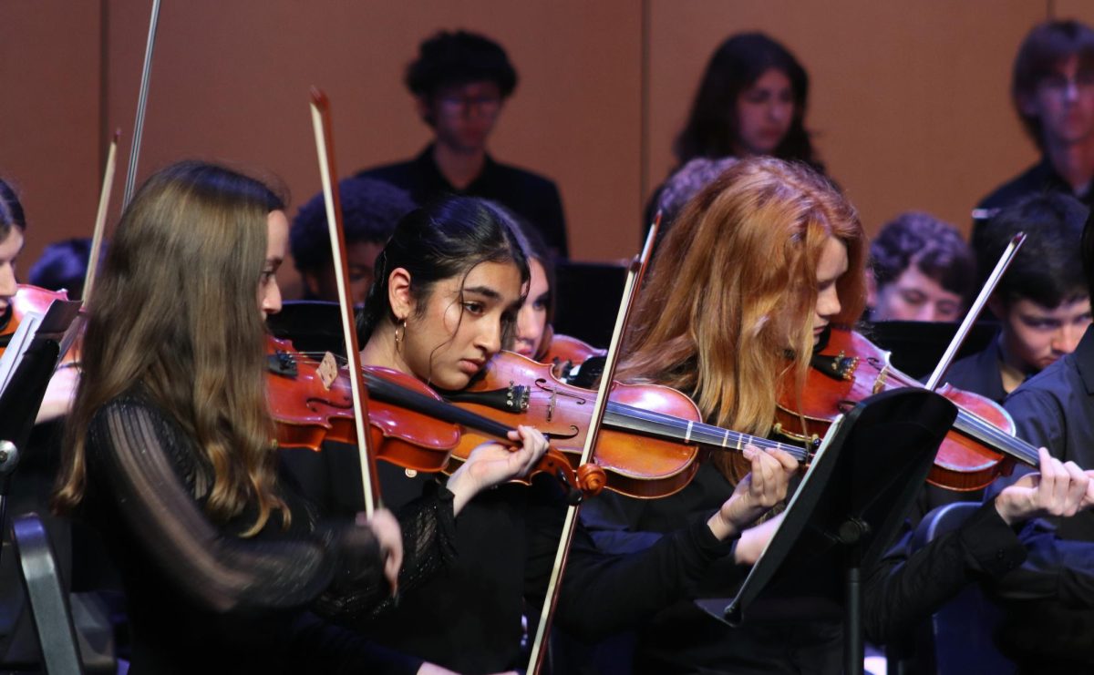 Senior Sabrina Oliphant, junior Meher Bachher, and freshman Shane McNulty helped the bands fulfill a full orchestra. 
