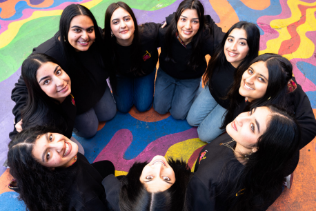 Meher Bachher (12) posing with her Bhangra dance team.
