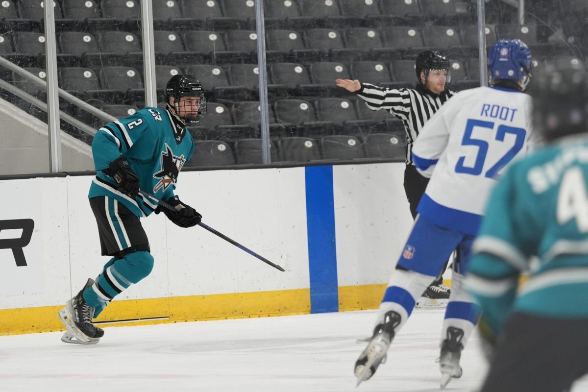 Senior Nate Eidt playing hockey for his club team, San Jose Junior Sharks. 