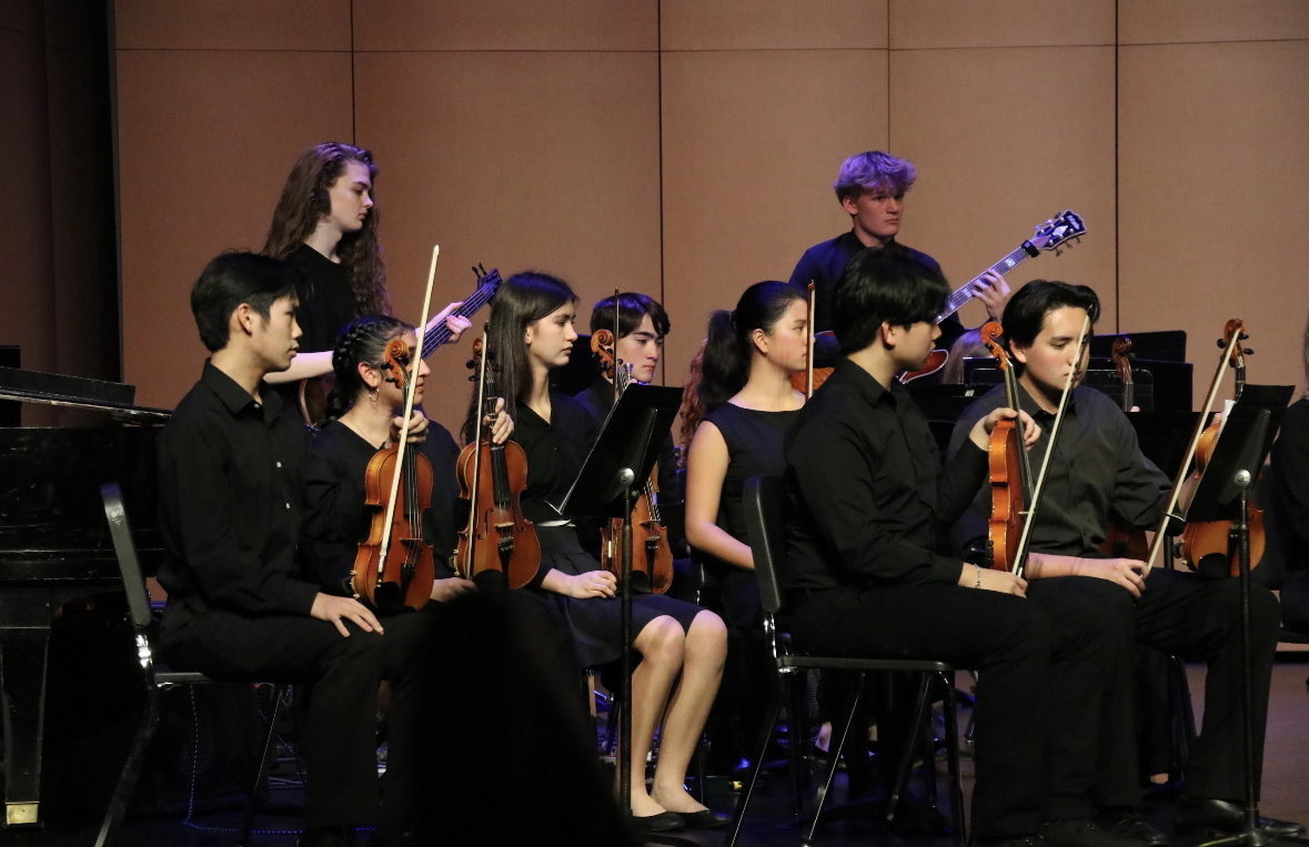 Orchestra performing at the Winter Concert. They will play at graduation.